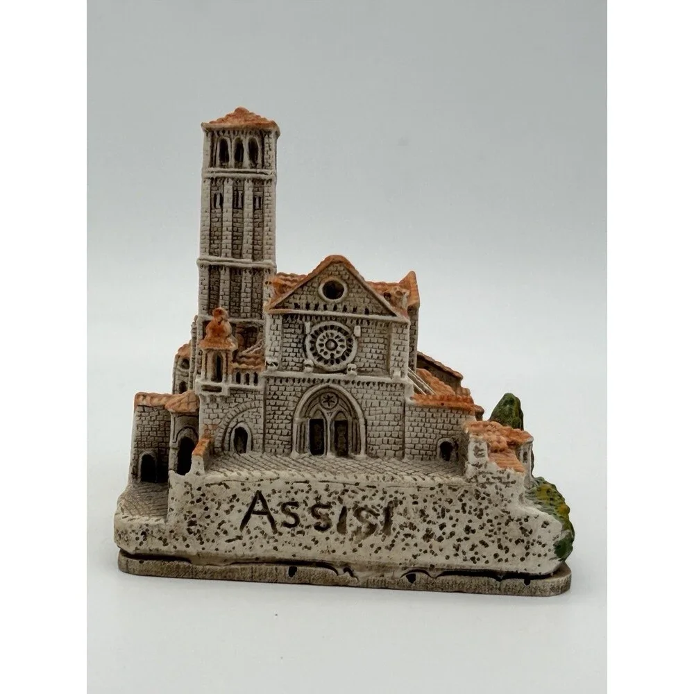Assisi Italy Cathedral of San Rufino Miniature Hand Painted Building Vintage